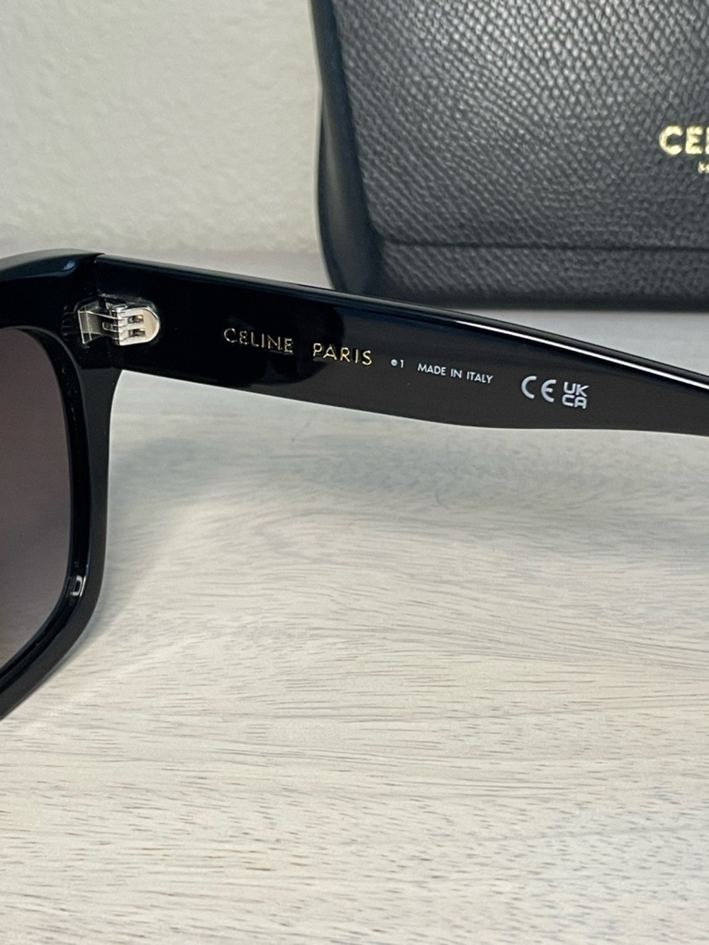 Celine Triomphe Acetate Square Black Sunglasses - Picture 9 of 11